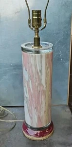 Solid Pink Marble Table Lamp With Glass Accents & Art Studio Base 28" MUST SEE - Picture 1 of 15