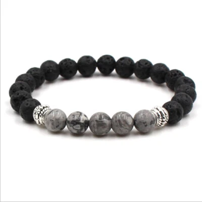 Natural Stone Gemstone Energy Beads Bracelets Men Women Lava Stone Jewelry Gifts - Image 1 of 4