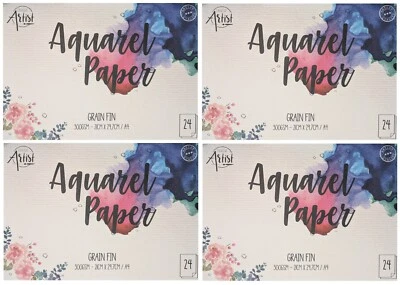 CREATIVE ARTISTS Zeichenblock Aquarellpapier Block 300 GSM A4 Malblock 21 x 29,7 cm 4 x 24 Blatt