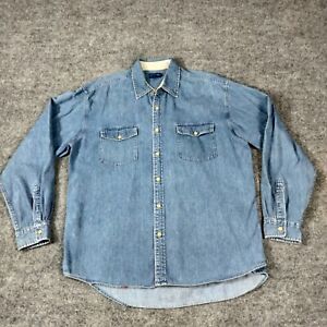 J Crew Mens Denim Shirt Size L Long Sleeve Button Down 100% Cotton Vintage