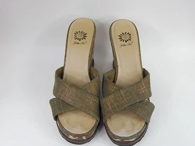 Cuña Yellow Box para mujer punta abierta sin cordones plataforma estampado animal talla 7 S1-82 Foto 1 de 4