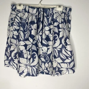 OP Mens Shorts Sz XL Blue White Floral Swim Trunks Water Elastic Bathing Suit - Picture 1 of 5