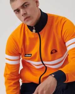 Ellesse Men's Rimini Track Top Orange/Navy - Tracksuit Jacket,  80s 90s Retro