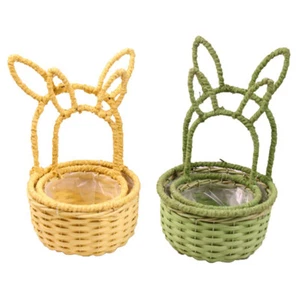 Cesto Coniglio S/2 Tondo Decorazione Primavera Pasqua - Imagen 1 de 3