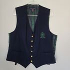 Tommy Hilfiger Waistcoat Vest Blue Crest Equestrian Button Adjustable Belt 46