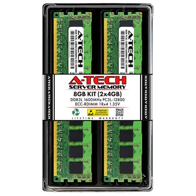 A-Tech 8GB 2x 4GB 1Rx4 PC3-12800R DDR3 1600  ECC RDIMM REG Server Memory RAM Kit - Image 1 of 4