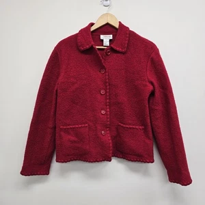 VTG Talbots Petites 100% Wool Button Up Cardigan Jacket Women's Size P (XSP) Red - Picture 1 of 7