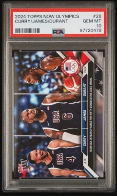 2024 Topps Now Olympic Games #26 Curry/James/Durant Gold Medal PSA 10 - Image 1 of 2