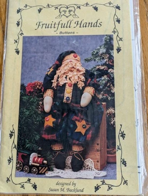 Fruitfull Hands Buttons 19" Santa Pattern Designed by Susan M Backlund - Image 1 of 2