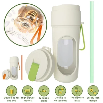 Frullatore Portatile Personale Mini Mixer Proteine Frullati Spremiagrumi Tazza USB Ricaricabile - Immagine 1 di 4