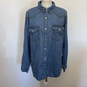 Wrangler Retro Jeanshemd Gr. Large Druckknopfverschluss Western Neu Baumwolle - Bild 1 von 10