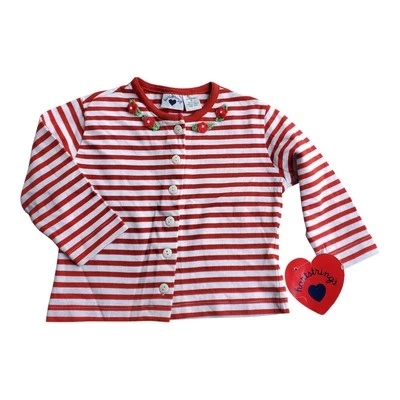 Cárdigan Hartstrings Rojo Blanco Rayas Crochet Flores Talla 4 Nuevo con Etiquetas para Niña Foto 1 de 4