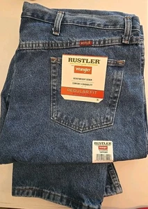 Rustler Blue Jeans 87619SW NWT Mens 44 x 32 Blue Cotton Denim 4 Pocket Zip Fly - Picture 1 of 3
