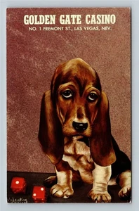 Las Vegas NV-Nevada, Golden Gate Casino, Dice, Antique Vintage c1977 Postcard - Picture 1 of 2