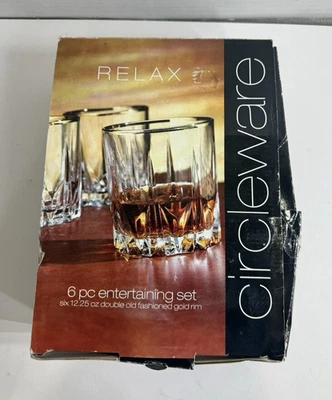 Conjunto de entretenimento Circleware 6 peças óculos duplo antiquado aro dourado - Imagem 1 de 4