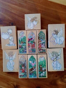 SELTEN Precious Moments Gummistempel Lot Stempel Engel Buntglas Christus Vintage - Bild 1 von 11