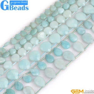 Natürlicher Amazonit Edelstein Kopf Gebohrt Facettiert Träne Perlen Kostenloser Versand 15 Zoll - Bild 1 von 44