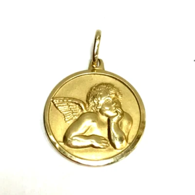 (MA3) Ladies 14k Yellow Gold 2.9 Grams Cherub/Angel Pendant - Size 3/4" - Image 1 of 4