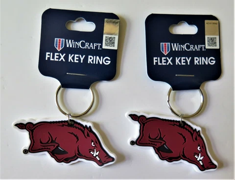 TWO (2) ARKANSAS RAZORBACKS, FLEXIBLE KEY RINGS FROM WINCRAFT Cover