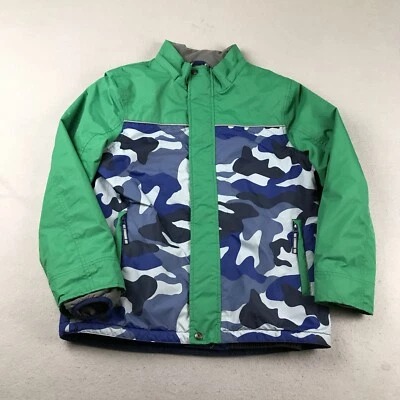Boden Jacket Boys 13-14Y Green Blue Camo Fleece Lined Full Zip Long Sleeves - Image 1 of 4