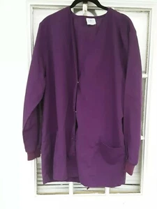 Med Gear Womens Purple Uniform Jacket Long Sleeve Scrub Size XL Snap Front - Picture 1 of 4