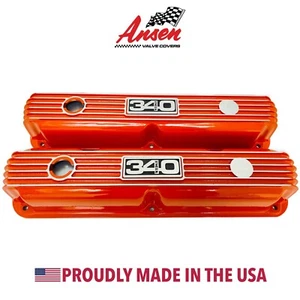 Cubiertas de válvula Mopar Performance 340 cuña NARANJA - logotipo grabado - Ansen EE. UU. - Imagen 1 de 7