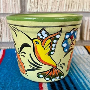Mexican Ceramic Bird Flower Pot Planter Folk Art Pottery Handmade Talavera #1 - Picture 1 of 11