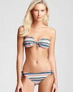 Shoshanna Brisbane Lurex Gold Stripe Underwire Top M/L D & Bottom L Bikini Set  - Picture 1 of 9