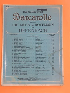 Antique Sheet Music-1881 Barcarole The Tales Of Hoffman By Offenbach Allan & Co - Picture 1 of 12
