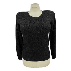 Suéter Pullover Negro Metálico Vintage Años 90 Elegante por Christine Phillipe Talla S - Imagen 1 de 9
