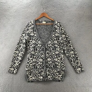 Maison Jules Cardigan Sweater Womens Large Grey Knitted V-Neck Button Up Casual - Picture 1 of 12