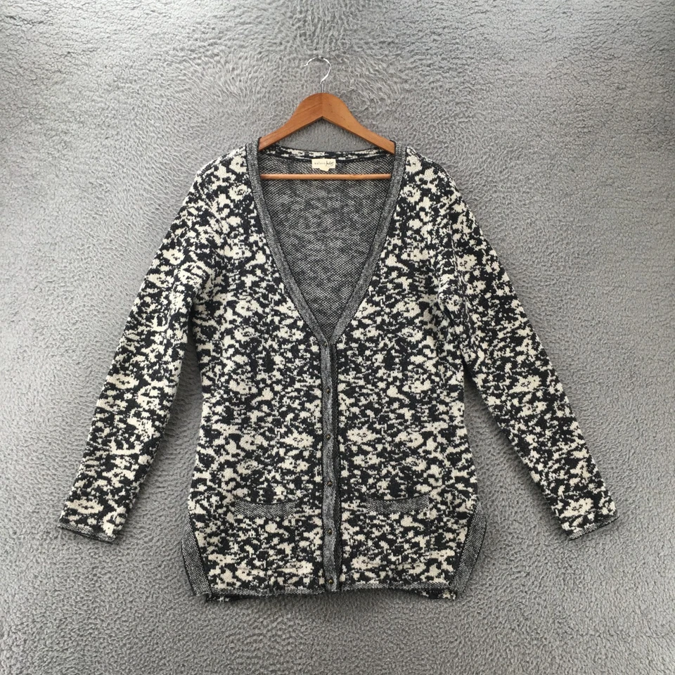 Maison Jules Cardigan Sweater Womens Large Grey Knitted V-Neck Button Up Casual - Image 1 of 4