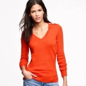 J. Crew Women Fall Season Orange Wynter Wool Mohair V-Neck Sweater Size XS - Picture 1 of 8