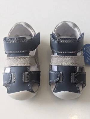 Sandalias para niños talla 5-5,5 cuero artesanal suave saludable. Azul. Josué. 0194 Foto 1 de 4