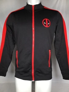 Marvel Deadpool Logo Black Red Windbreaker Track Jacket Men's SMALL - Picture 1 of 10