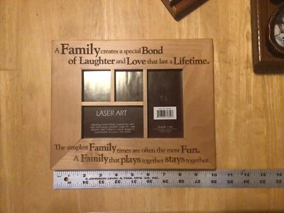 Marco de fotos vintage AVANTE arte láser de madera FAMILIA 4 tallado con láser 8 x 10" Foto 1 de 3