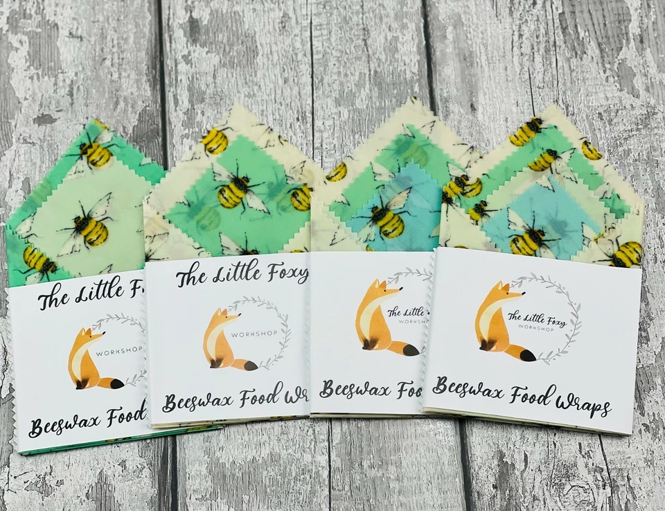 THE LITTLE FOXY WORKSHOP 🦊 Natural Organic Hand Made Beeswax Food Wrap - Choose yours Bee Set