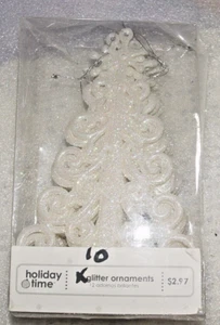 10 Decorazioni Decorazioni Holiday Time Bianco Forma Albero di Natale Glitter Scintillanti - Foto 1 di 5