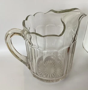 Vintage Clear Colonial Knife & Fork Depression Glass Milk Jug Pitcher Ice Lip 8” - Picture 1 of 5