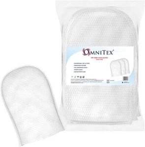 50x Omnitex Disposable Dry Body Cleansing Wash Gloves | Soft & Thick (1 x 50pk) - Picture 1 of 2