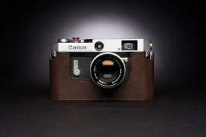 Real Leather Half Camera Case Bag Cover for Canon Model 7 P VL VL2 ViL - Picture 1 of 28