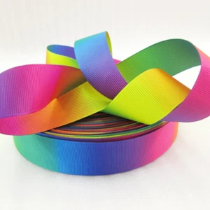 500 Yards Double Sided Rainbow Polyester Ribbon Psychedelic Grosgrain Ribbons - Picture 1 of 10
