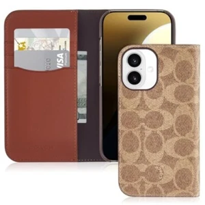 Coach Signature Canvas Wallet Folio iPhone 16 Case - Designer Phone Case - Signa - Zdjęcie 1 z 16