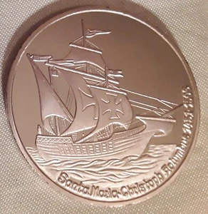1976 Santa Maria Christopher Columbus 1451-1506 Silver 93.5% Commemorative Coin - Picture 1 of 3