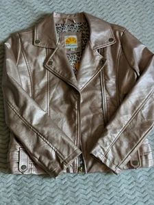 Kids Faux leather Jacket Metallic Pink size 12 - Picture 1 of 7