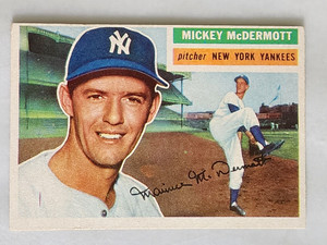 1956 TOPPS BASEBALL MICKEY MCDERMOTT #340 NEW YORK YANKEES BASEBALL CARD