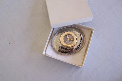 Vintage 80's Mercedes Benz Belt Buckle hand custom by J Tedder silver & Brass - Image 1 of 4