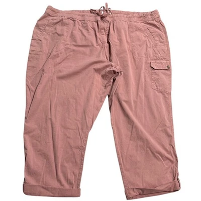 NWOT Sonoma Pull On Pants Drawstring Stretch Crop Womens Plus Size 28W Pink - Image 1 of 4