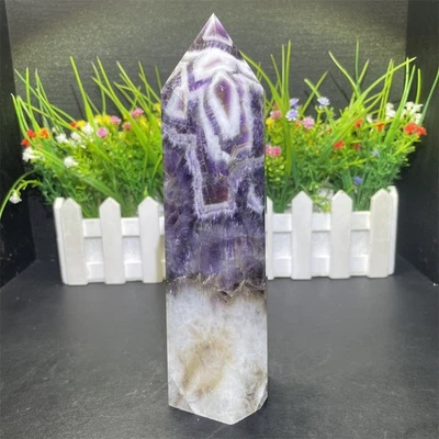7.6" 1.9LB Natural Dream Amethyst Obelisk Crystal Quartz Tower Point Reiki Decor - Image 1 of 4