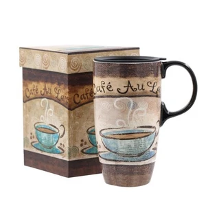 Tall Ceramic Travel Mugs 17 oz. Sealed Lid With Color Box and Handle Coffee C... - Picture 1 of 7